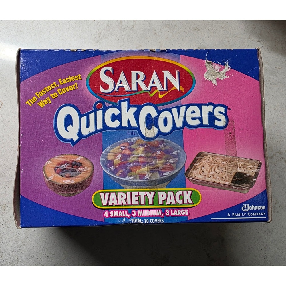 Vintage Saran Wrap Quick Covers Variety Pack 4 Small 3 Medium 3 Large NEW NOS - Picture 4 of 4